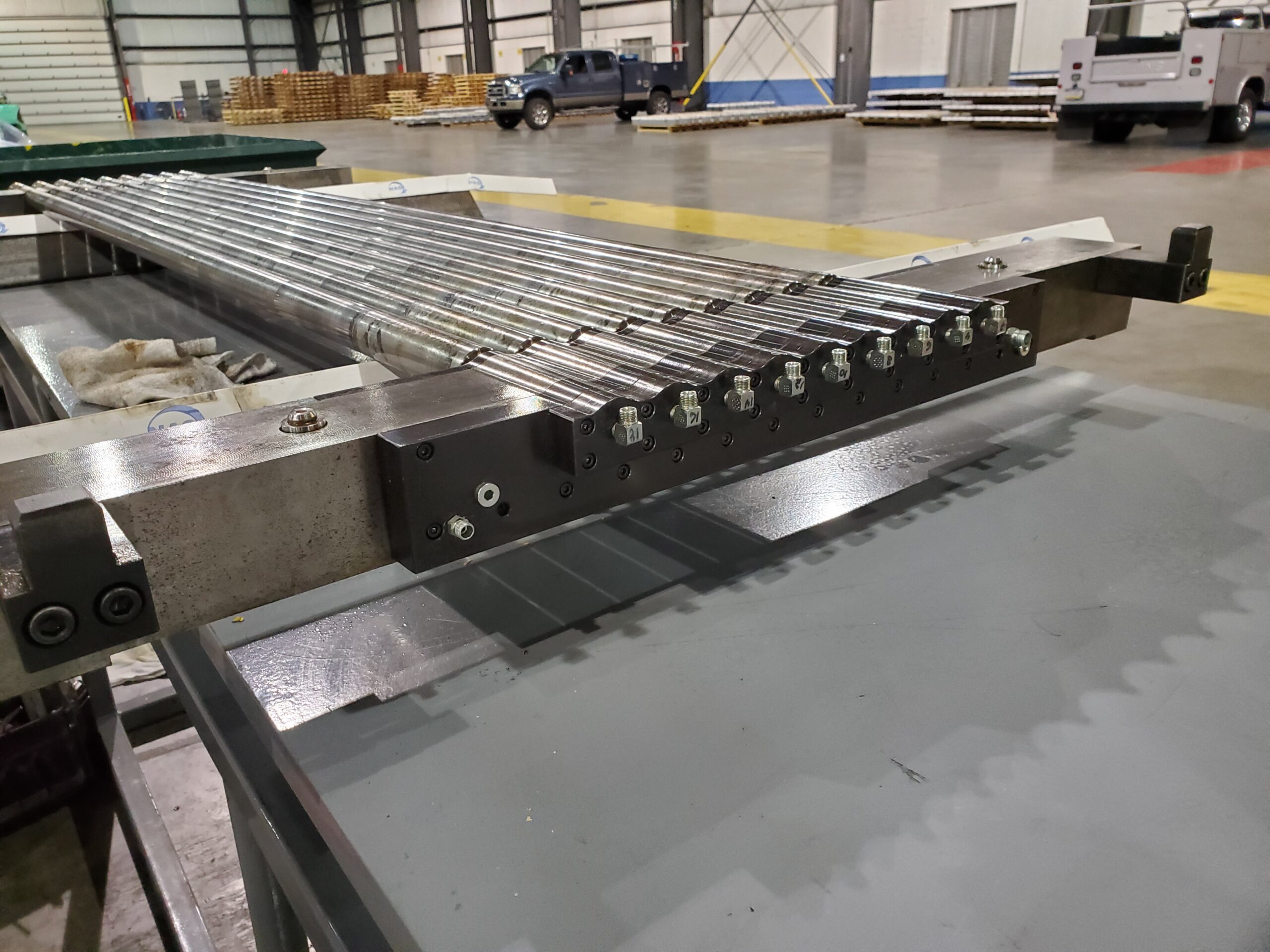 Roller conveyor section serving material flow.