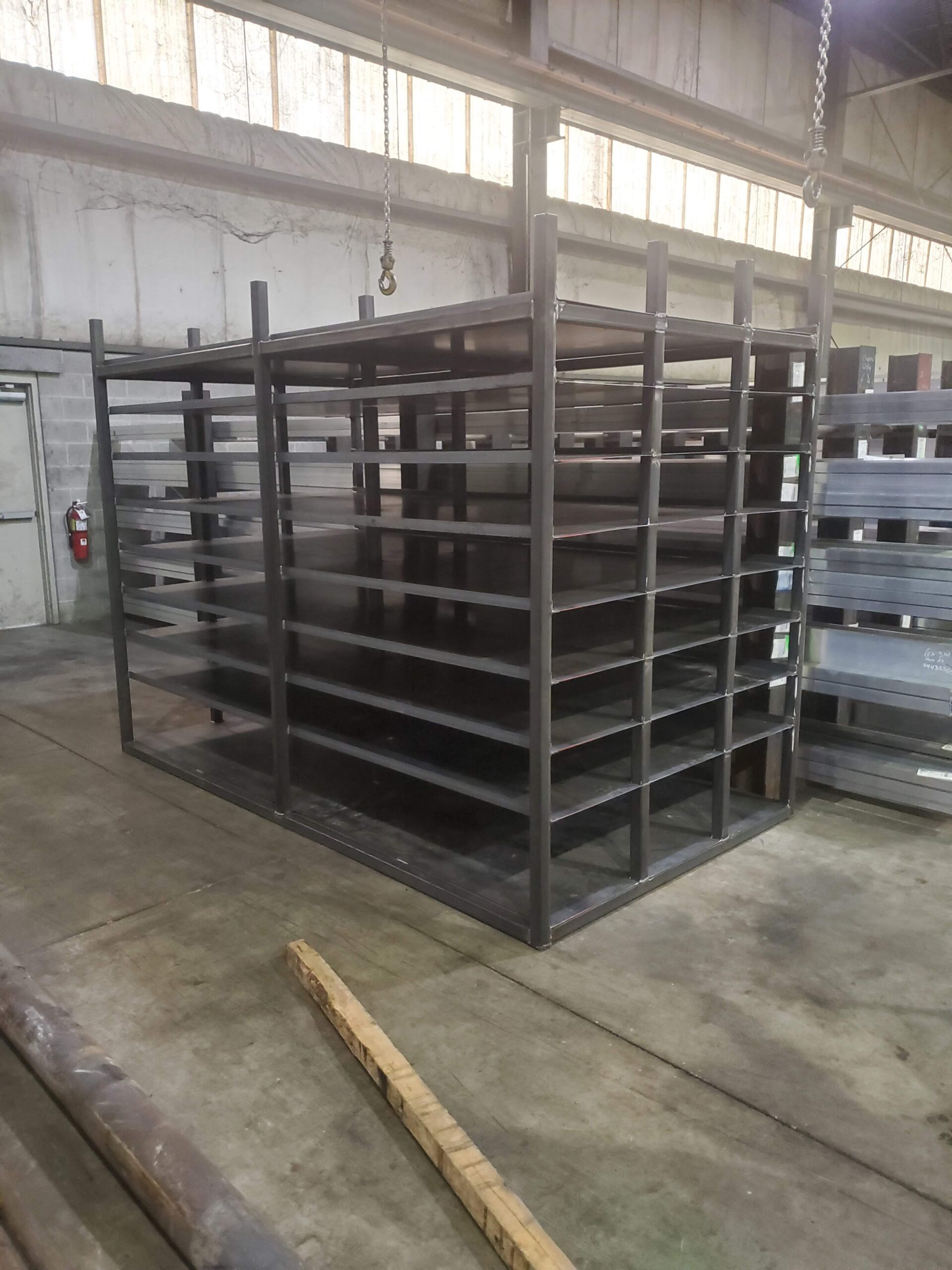 Custom tooling storage rack fabricated by NMS for an industrial customer.