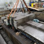 Major horizontal boring machine assembly secured for controlled lifting and removal