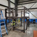 Large welded steel frame in a shop. View 1 of 2