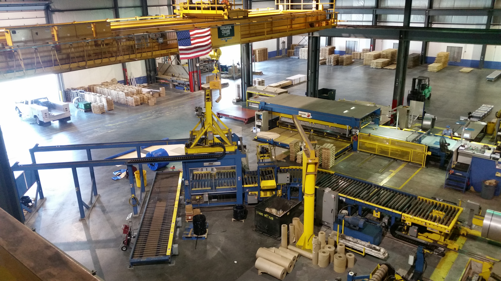 Packaging and material-handling equipment in a toll-processing facility.