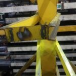 Close view of an industrial rack connection