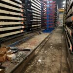 Industrial aisle during replacement rack installation