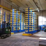 Industrial rack components during dismantling