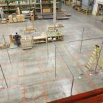 Overhead view of the marked production area before installation