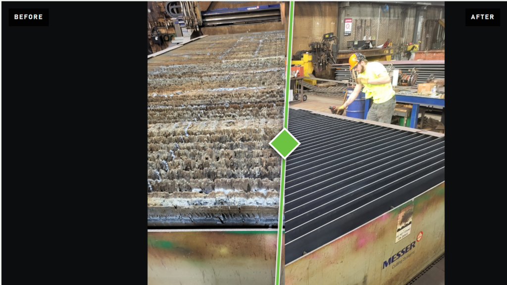 Plasma Cutting Table Cleanout and Complete Slat Replacement